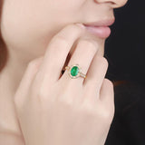 Superb Oval Lab Created Emerald Gemstone Luxury Ring - ringsuniverse