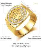 Fashion Personality Gold Plated Crown Ring Iced Out Rhinestone Ring Rock Hip Hop Jewelry Men and Women Party Ring Accessories - ringsuniverse
