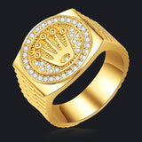 Fashion Personality Gold Plated Crown Ring Iced Out Rhinestone Ring Rock Hip Hop Jewelry Men and Women Party Ring Accessories - ringsuniverse