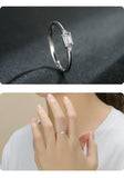 Minimalism Silver Sparkling Emerald Cut Cz Diamond Finger Ring - Rings Universe