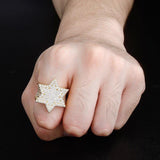 New Iced Out Hexagon Star Micro Paved Cubic Zircon Rings - ringsuniverse