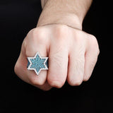 New Iced Out Hexagon Star Micro Paved Cubic Zircon Rings - ringsuniverse
