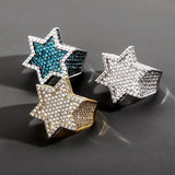 New Iced Out Hexagon Star Micro Paved Cubic Zircon Rings - ringsuniverse