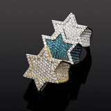New Iced Out Hexagon Star Micro Paved Cubic Zircon Rings - ringsuniverse
