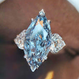 Sky Blue Marquise/White Heart AAA CZ Stylish Ring - Rings Universe