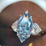 Sky Blue Marquise/White Heart AAA CZ Stylish Ring - Rings Universe