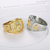 Fashion Horse Design Clear CZ Men Ring - ringsuniverse