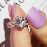 New Luxury Rose Gold color Pear Cut Jewelry Ring set - ringsuniverse