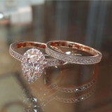 New Luxury Rose Gold color Pear Cut Jewelry Ring set - ringsuniverse