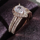 New Luxury Rose Gold color Pear Cut Jewelry Ring set - ringsuniverse