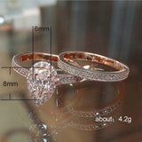 New Luxury Rose Gold color Pear Cut Jewelry Ring set - ringsuniverse