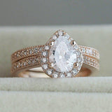 New Luxury Rose Gold color Pear Cut Jewelry Ring set - ringsuniverse
