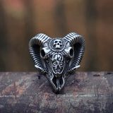 Evil Sacrifice Sorcerer Goat Head Mask Skull Ring - ringsuniverse