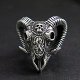 Evil Sacrifice Sorcerer Goat Head Mask Skull Ring - ringsuniverse