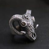 Evil Sacrifice Sorcerer Goat Head Mask Skull Ring - ringsuniverse
