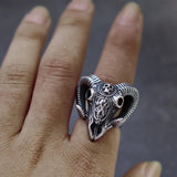 Evil Sacrifice Sorcerer Goat Head Mask Skull Ring - ringsuniverse