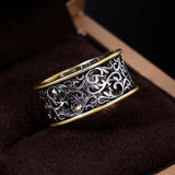 Fashion Vintage Pattern Two Tone Ring - ringsuniverse