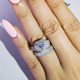 Original Silver Heart cut AAA Zircon Diamonds Ring set - ringsuniverse