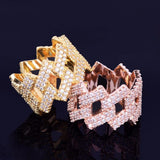 Cuban Chain Gold Color Iced Out Full Zircon Hip Hop Ring - ringsuniverse