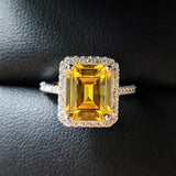Gorgeous Silver Fashion Yellow Zircon Engagement Ring - ringsuniverse