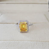 Gorgeous Silver Fashion Yellow Zircon Engagement Ring - ringsuniverse