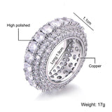 5 Row Tennis Iced Out CZ Hollow Thread Cubic Zircon Ring - ringsuniverse