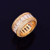 Bling Baguette Zircon Men's Ring 18 K Copper Charm Gold Color Party RING Fashion Hip Hop Rock Jewelry - ringsuniverse