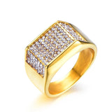 Gold Color Micro Pave Iced Out Square Ring - ringsuniverse