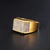 Gold Color Micro Pave Iced Out Square Ring - ringsuniverse