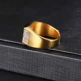 Gold Color Micro Pave Iced Out Square Ring - ringsuniverse