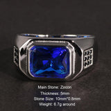 Blue Cubic Zirconia Stone Real Silver Retro Ring - ringsuniverse