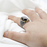 New Authentic Silver Antique Blue Zircon Agate Ring - Rings Universe
