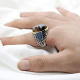 New Authentic Silver Antique Blue Zircon Agate Ring - Rings Universe