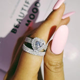 Original Silver Heart cut AAA Zircon Diamonds Ring set - ringsuniverse