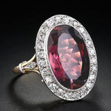Gorgeous Oval Red CZ Two Tone Design Ring - ringsuniverse