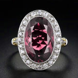 Gorgeous Oval Red CZ Two Tone Design Ring - ringsuniverse