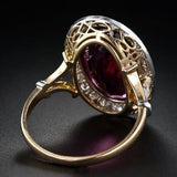 Gorgeous Oval Red CZ Two Tone Design Ring - ringsuniverse