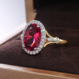 Gorgeous Oval Red CZ Two Tone Design Ring - ringsuniverse