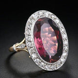 Gorgeous Oval Red CZ Two Tone Design Ring - ringsuniverse