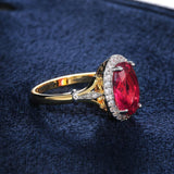 Gorgeous Oval Red CZ Two Tone Design Ring - ringsuniverse