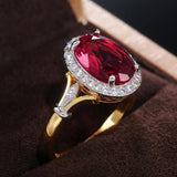 Gorgeous Oval Red CZ Two Tone Design Ring - ringsuniverse