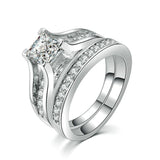 Excellent Silver AAA CZ Diamonds Fine Jewelry Ring Set - ringsuniverse
