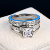 Excellent Silver AAA CZ Diamonds Fine Jewelry Ring Set - ringsuniverse