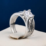 Excellent Silver AAA CZ Diamonds Fine Jewelry Ring Set - ringsuniverse