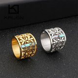 New Stainless Steel Hollow Branch Flower Gold Color Ring - Rings Universe