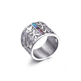 New Stainless Steel Hollow Branch Flower Gold Color Ring