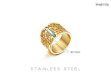 New Stainless Steel Hollow Branch Flower Gold Color Ring - Rings Universe