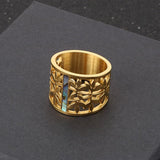 New Stainless Steel Hollow Branch Flower Gold Color Ring - Rings Universe