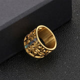 New Stainless Steel Hollow Branch Flower Gold Color Ring - Rings Universe