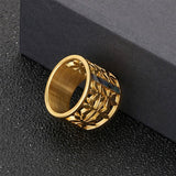 New Stainless Steel Hollow Branch Flower Gold Color Ring - Rings Universe